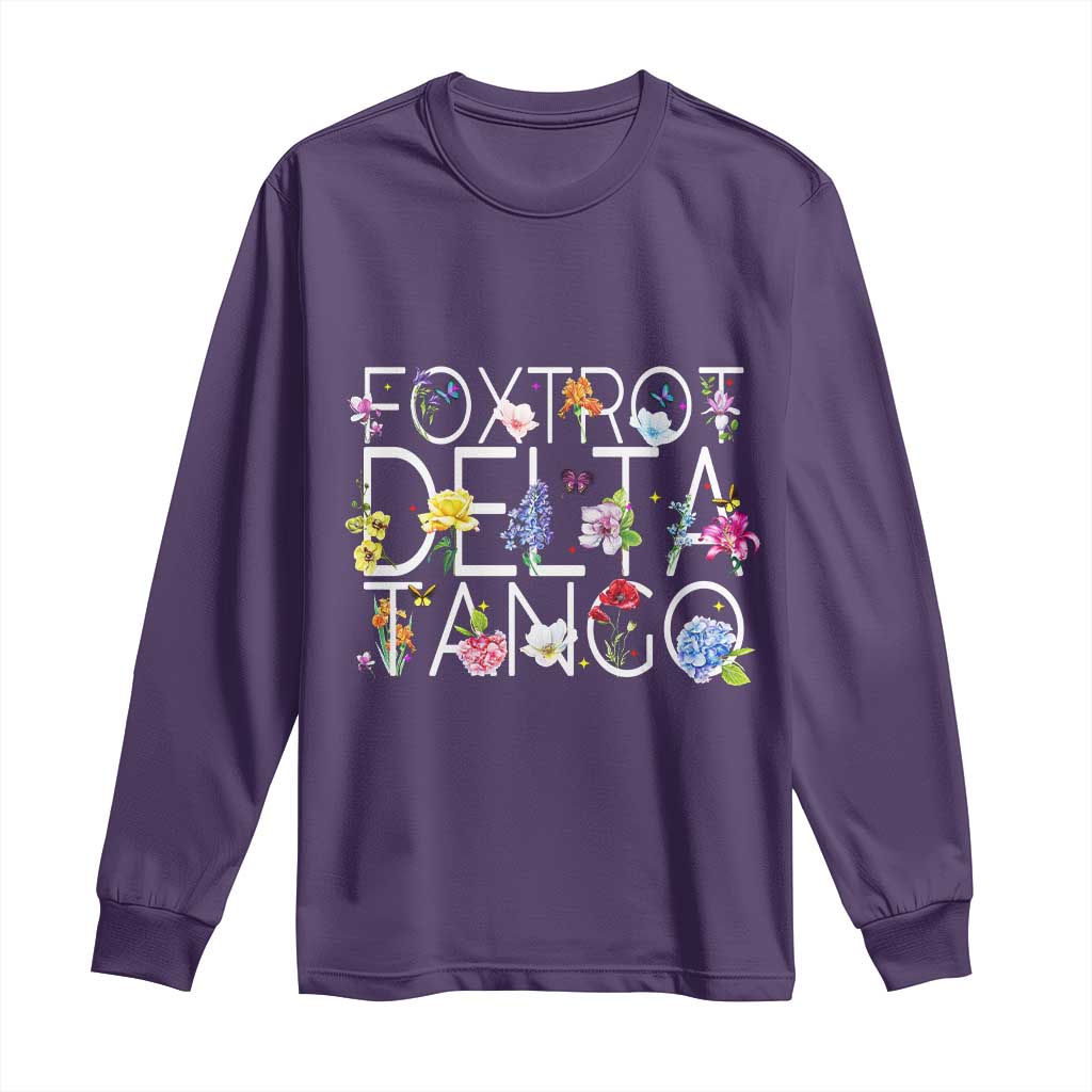 Subtle FDT Floral Long Sleeve Shirt Foxtrot Delta Tango Flower Resist TS10 Purple Print Your Wear