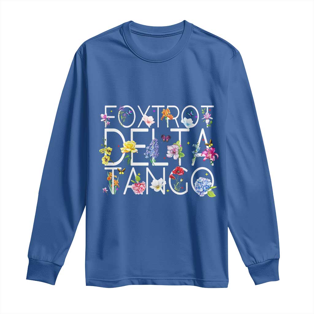 Subtle FDT Floral Long Sleeve Shirt Foxtrot Delta Tango Flower Resist TS10 Royal Blue Print Your Wear