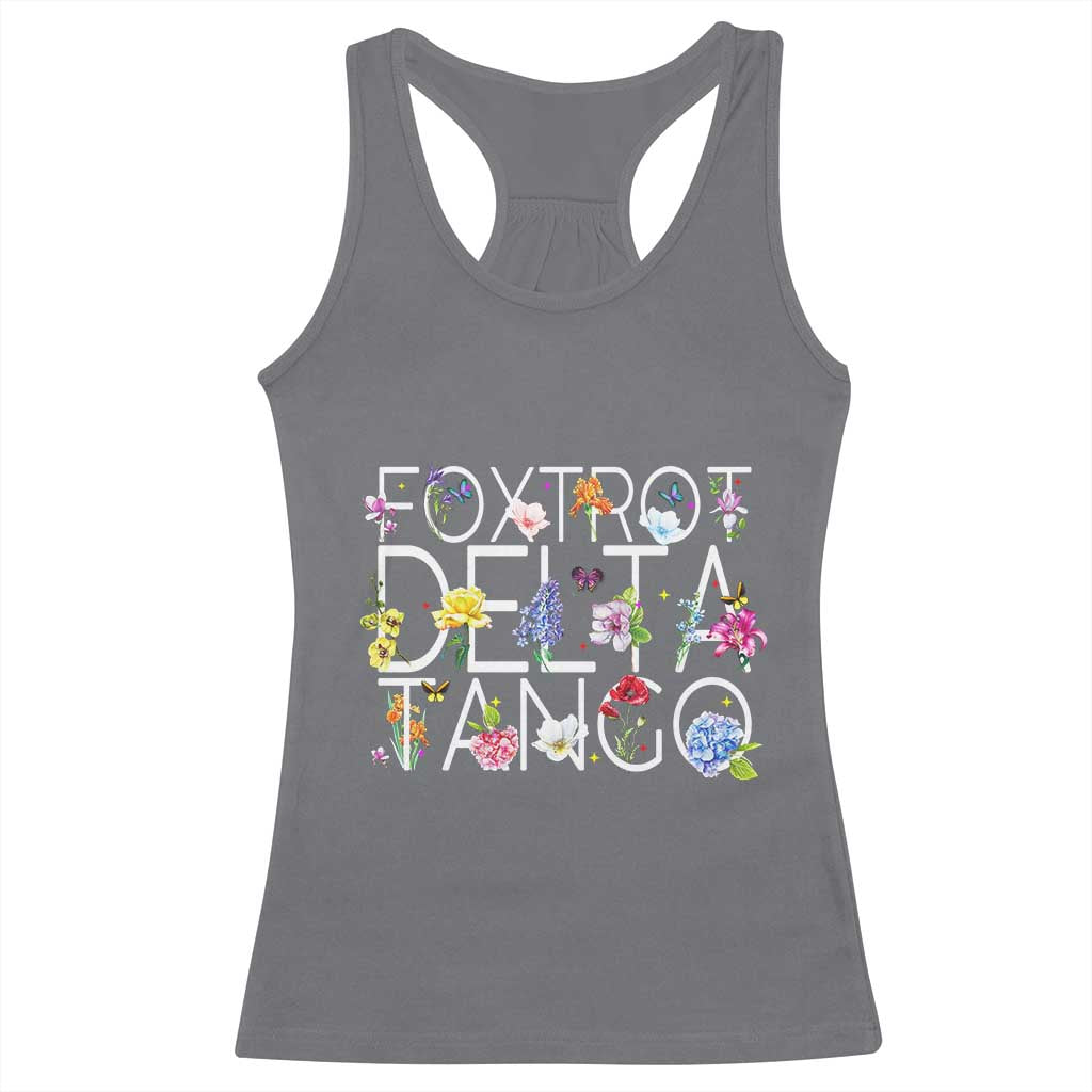 Subtle FDT Floral Racerback Tank Top Foxtrot Delta Tango Flower Resist TS10 Charcoal Print Your Wear
