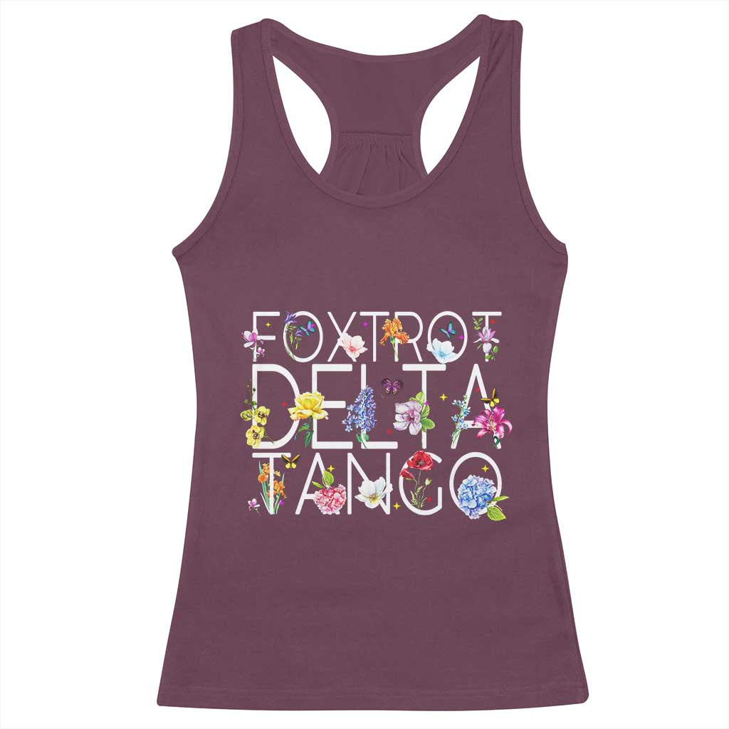 Subtle FDT Floral Racerback Tank Top Foxtrot Delta Tango Flower Resist TS10 Maroon Print Your Wear