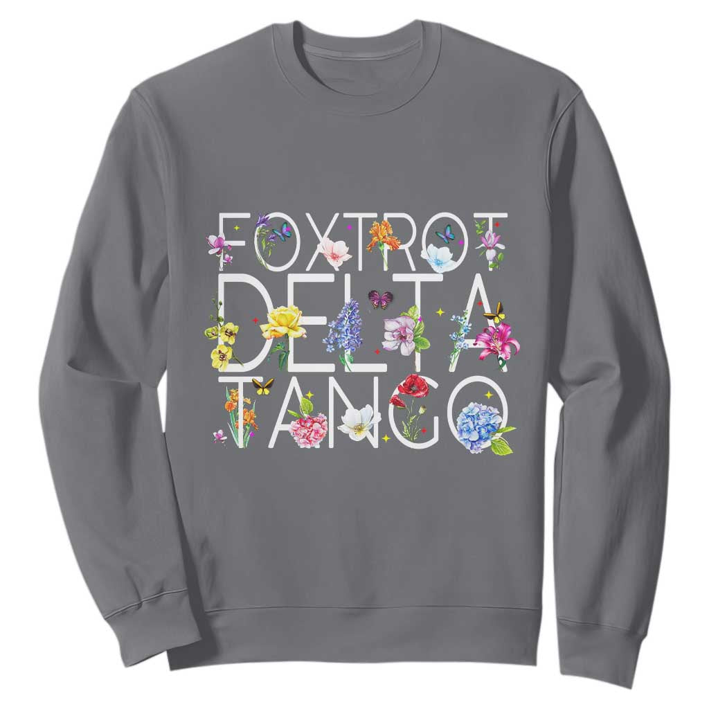 Subtle FDT Floral Sweatshirt Foxtrot Delta Tango Flower Resist TS10 Charcoal Print Your Wear