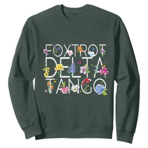 Subtle FDT Floral Sweatshirt Foxtrot Delta Tango Flower Resist TS10 Dark Forest Green Print Your Wear