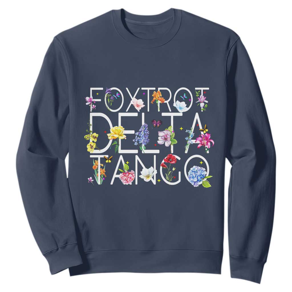 Subtle FDT Floral Sweatshirt Foxtrot Delta Tango Flower Resist TS10 Navy Print Your Wear