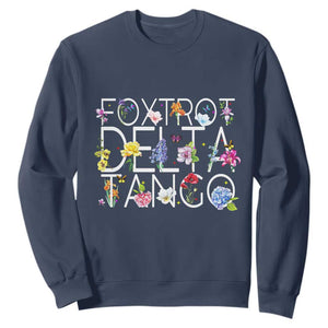 Subtle FDT Floral Sweatshirt Foxtrot Delta Tango Flower Resist TS10 Navy Print Your Wear