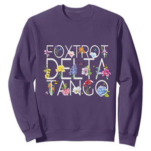 Subtle FDT Floral Sweatshirt Foxtrot Delta Tango Flower Resist TS10 Purple Print Your Wear