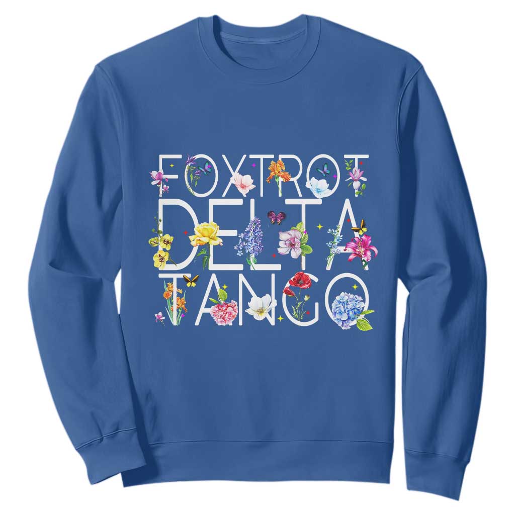 Subtle FDT Floral Sweatshirt Foxtrot Delta Tango Flower Resist TS10 Royal Blue Print Your Wear