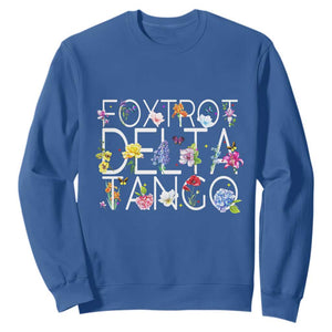 Subtle FDT Floral Sweatshirt Foxtrot Delta Tango Flower Resist TS10 Royal Blue Print Your Wear