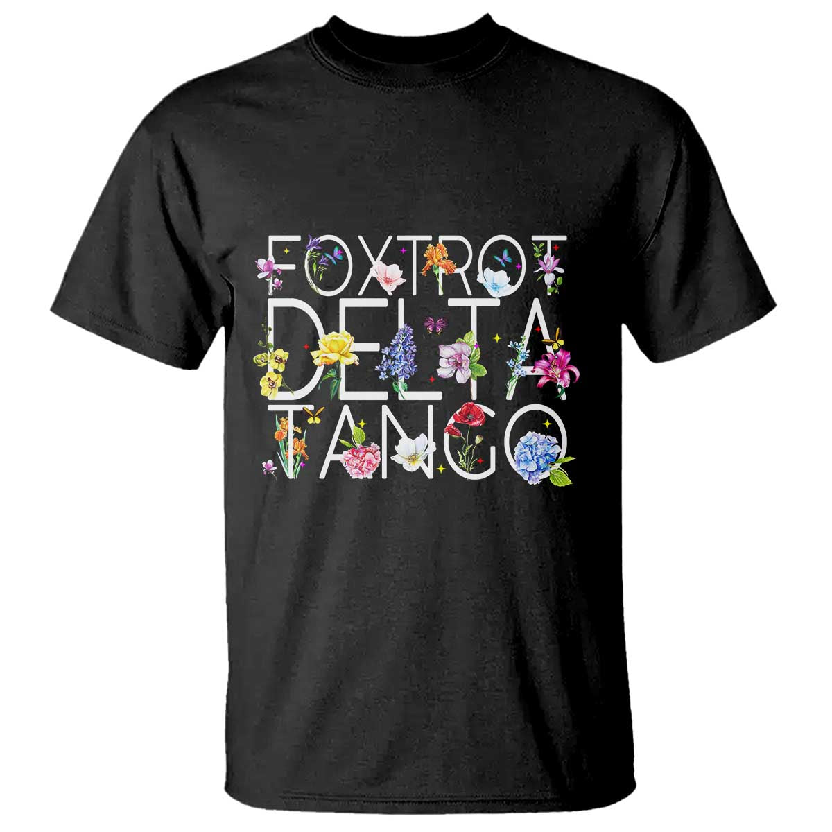 Subtle FDT Floral T Shirt Foxtrot Delta Tango Flower Resist TS10 Black Print Your Wear
