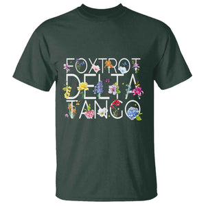 Subtle FDT Floral T Shirt Foxtrot Delta Tango Flower Resist TS10 Dark Forest Green Print Your Wear