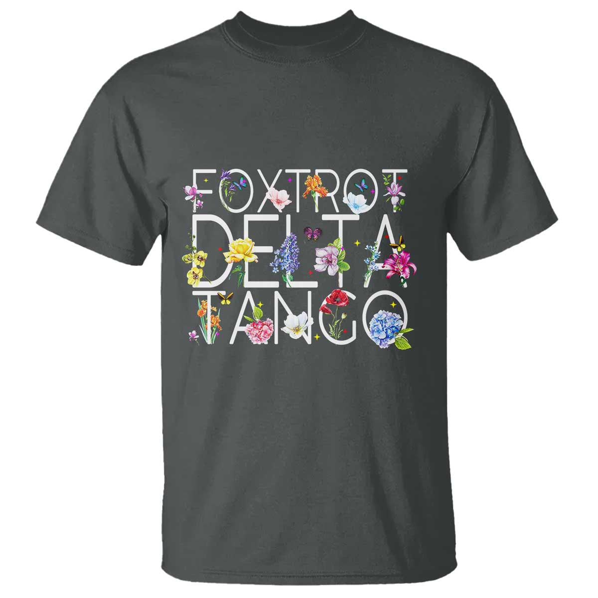 Subtle FDT Floral T Shirt Foxtrot Delta Tango Flower Resist TS10 Dark Heather Print Your Wear