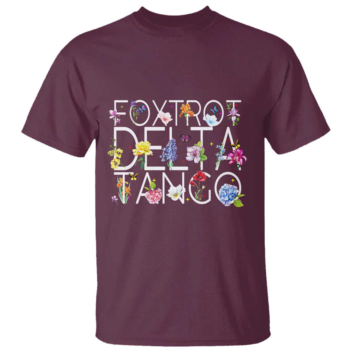 Subtle FDT Floral T Shirt Foxtrot Delta Tango Flower Resist TS10 Maroon Print Your Wear