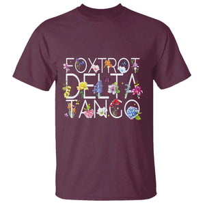 Subtle FDT Floral T Shirt Foxtrot Delta Tango Flower Resist TS10 Maroon Print Your Wear