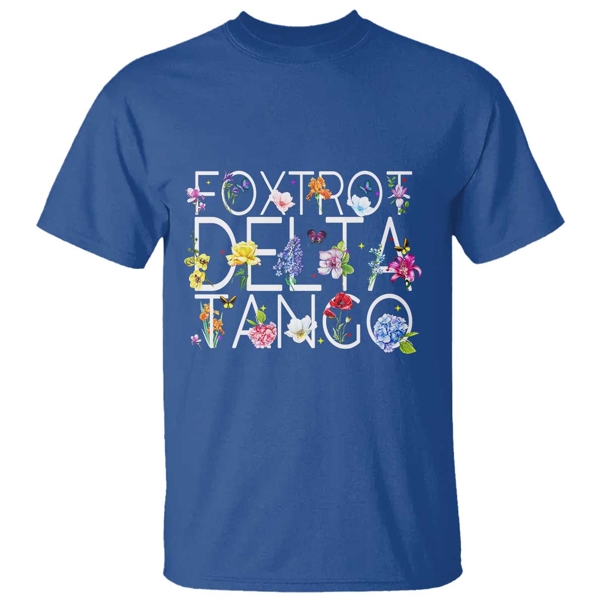 Subtle FDT Floral T Shirt Foxtrot Delta Tango Flower Resist TS10 Royal Blue Print Your Wear