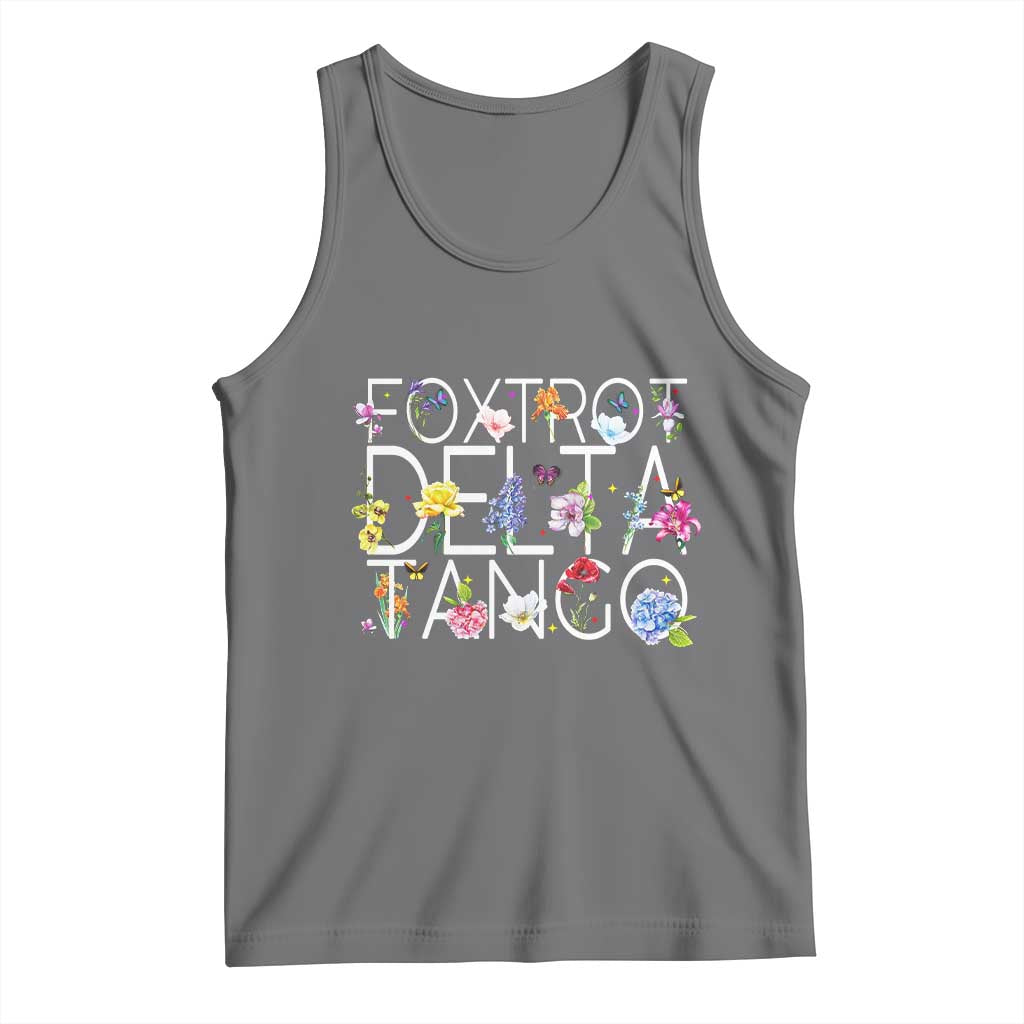 Subtle FDT Floral Tank Top Foxtrot Delta Tango Flower Resist TS10 Black Heather Print Your Wear