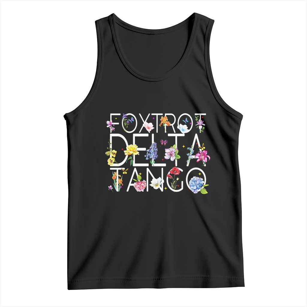 Subtle FDT Floral Tank Top Foxtrot Delta Tango Flower Resist TS10 Black Print Your Wear