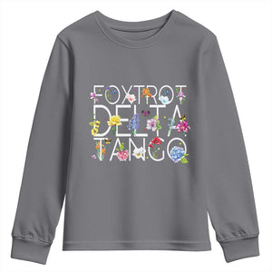 Subtle FDT Floral Youth Sweatshirt Foxtrot Delta Tango Flower Resist TS10 Charcoal Print Your Wear