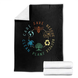 Earth Day Environment Throw Blanket Save Bees Rescue Animals Recycle Plastic TS10 Black Print Your Wear