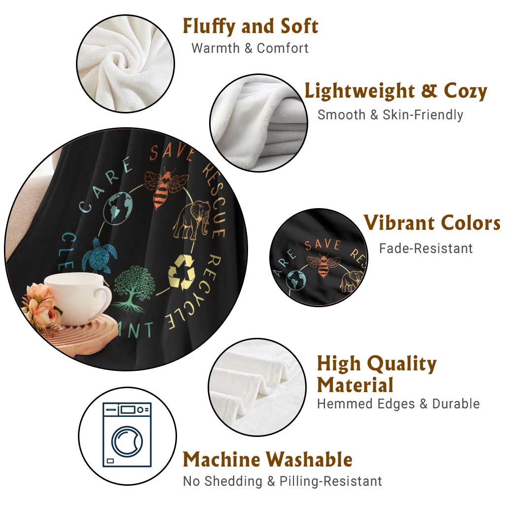 Earth Day Environment Throw Blanket Save Bees Rescue Animals Recycle Plastic TS10 Print Your Wear