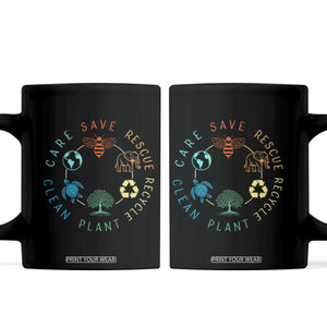 Earth Day Environment Coffee Mug Save Bees Rescue Animals Recycle Plastic TS10 Black Print Your Wear