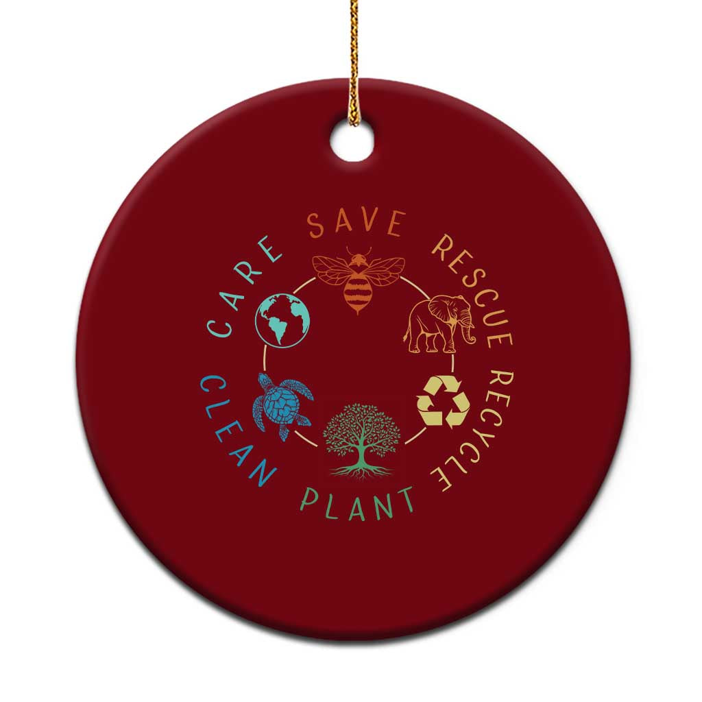 Earth Day Environment Ceramic Ornament Save Bees Rescue Animals Recycle Plastic TS10 1pc Red Print Your Wear