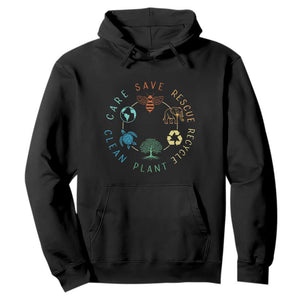 Earth Day Environment Hoodie Save Bees Rescue Animals Recycle Plastic TS10 Black Print Your Wear