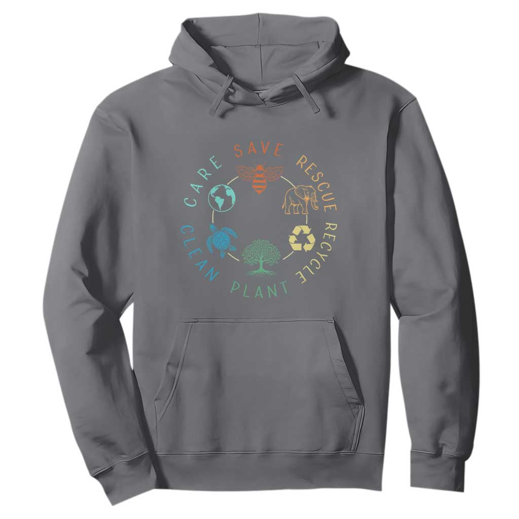 Earth Day Environment Hoodie Save Bees Rescue Animals Recycle Plastic TS10 Charcoal Print Your Wear