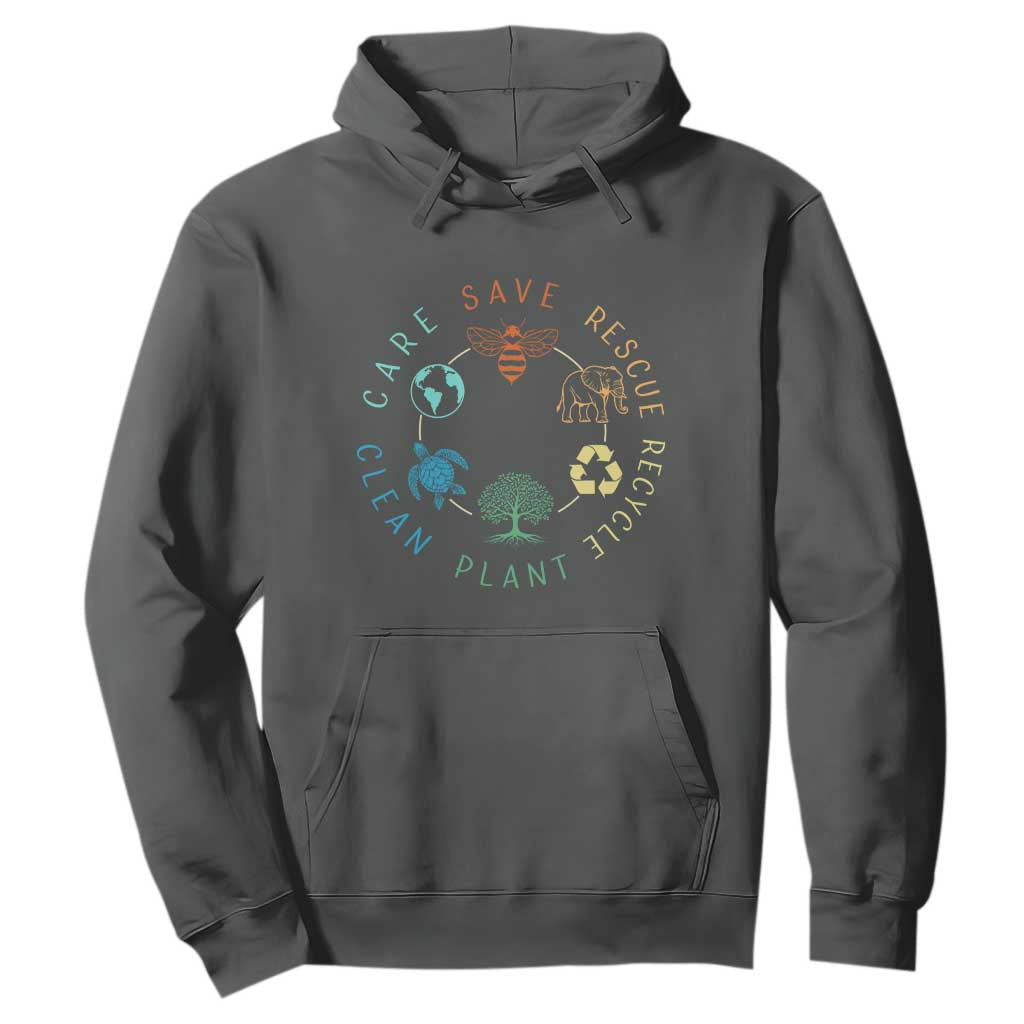 Earth Day Environment Hoodie Save Bees Rescue Animals Recycle Plastic TS10 Dark Heather Print Your Wear