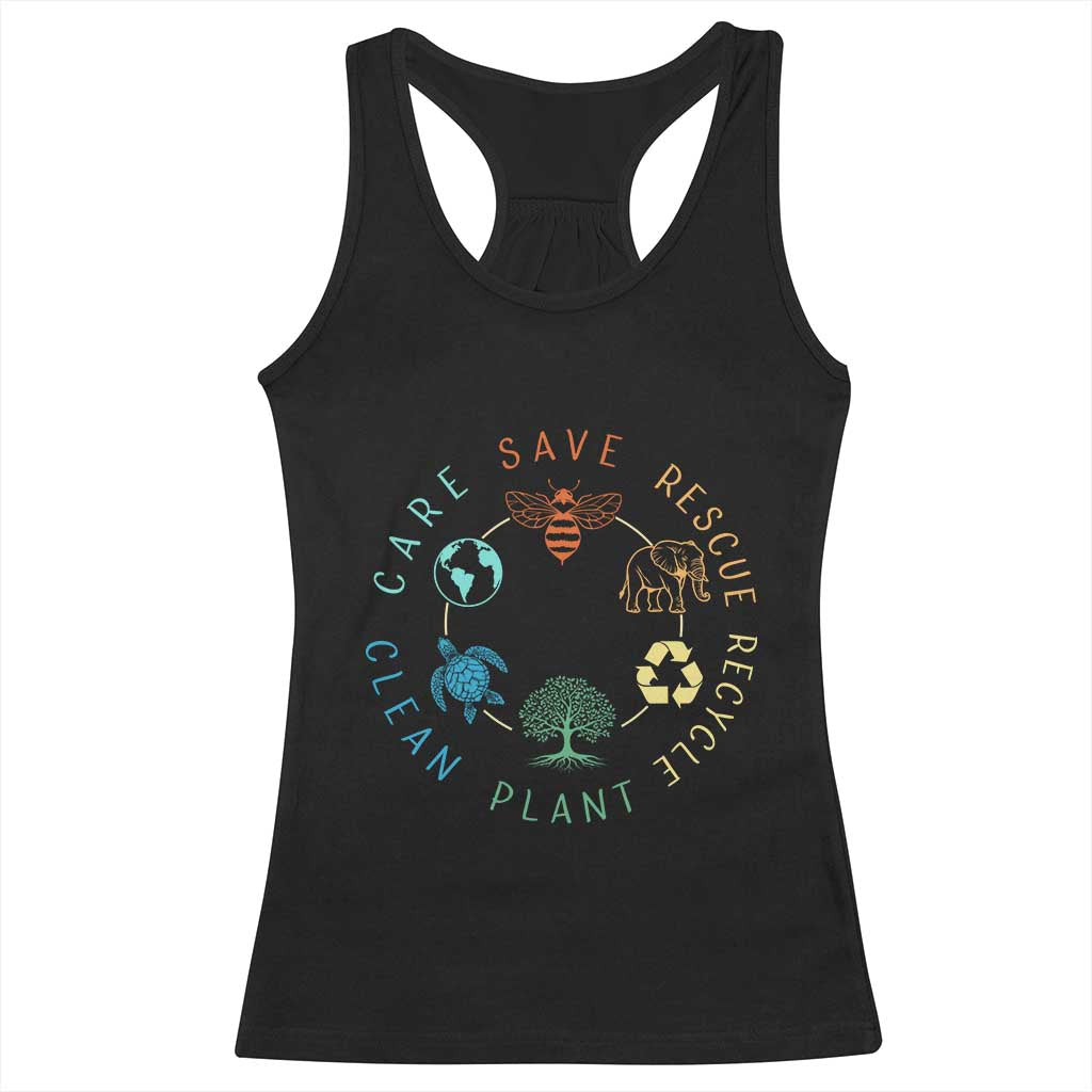 Earth Day Environment Racerback Tank Top Save Bees Rescue Animals Recycle Plastic TS10 Black Print Your Wear