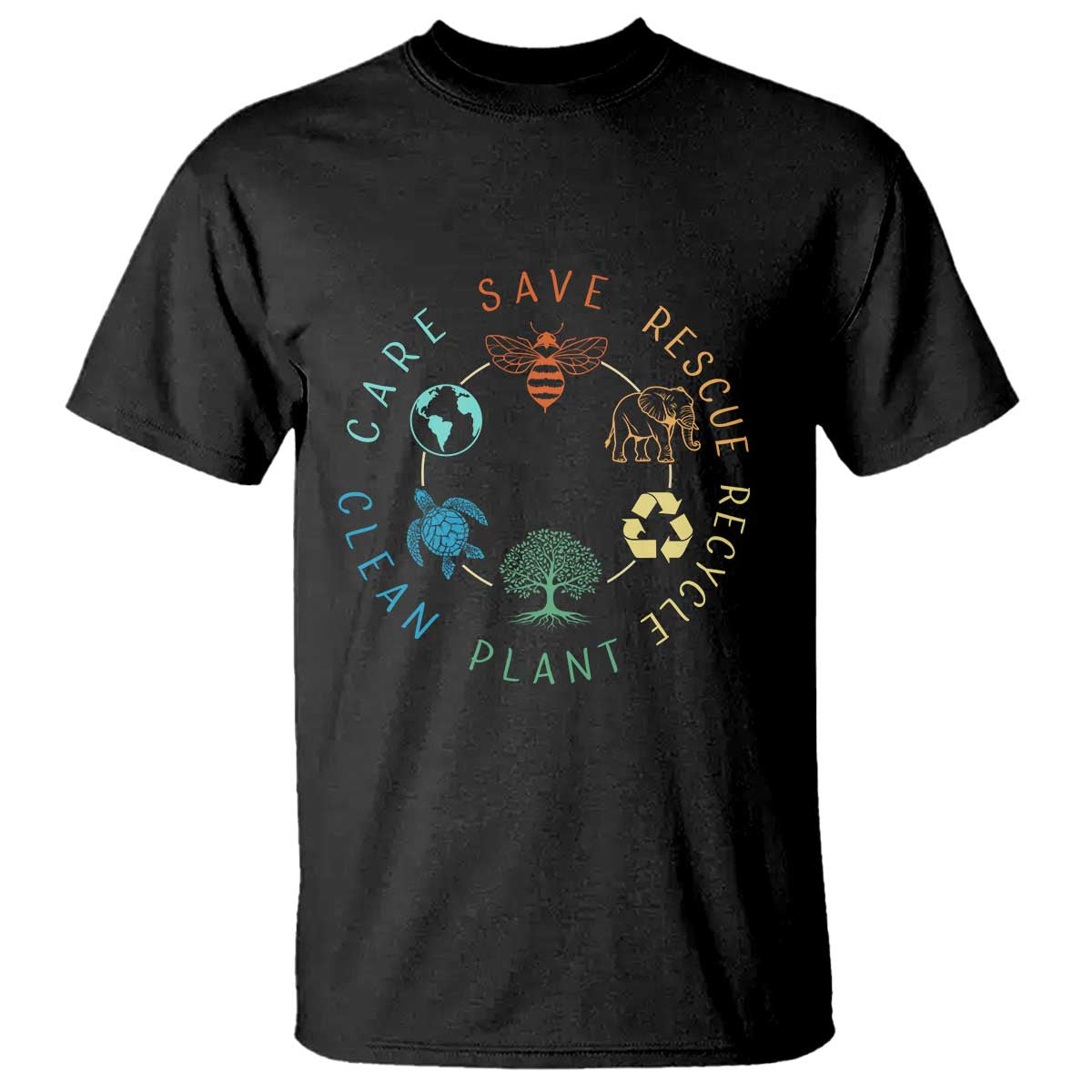Earth Day Environment T Shirt Save Bees Rescue Animals Recycle Plastic TS10 Black Print Your Wear