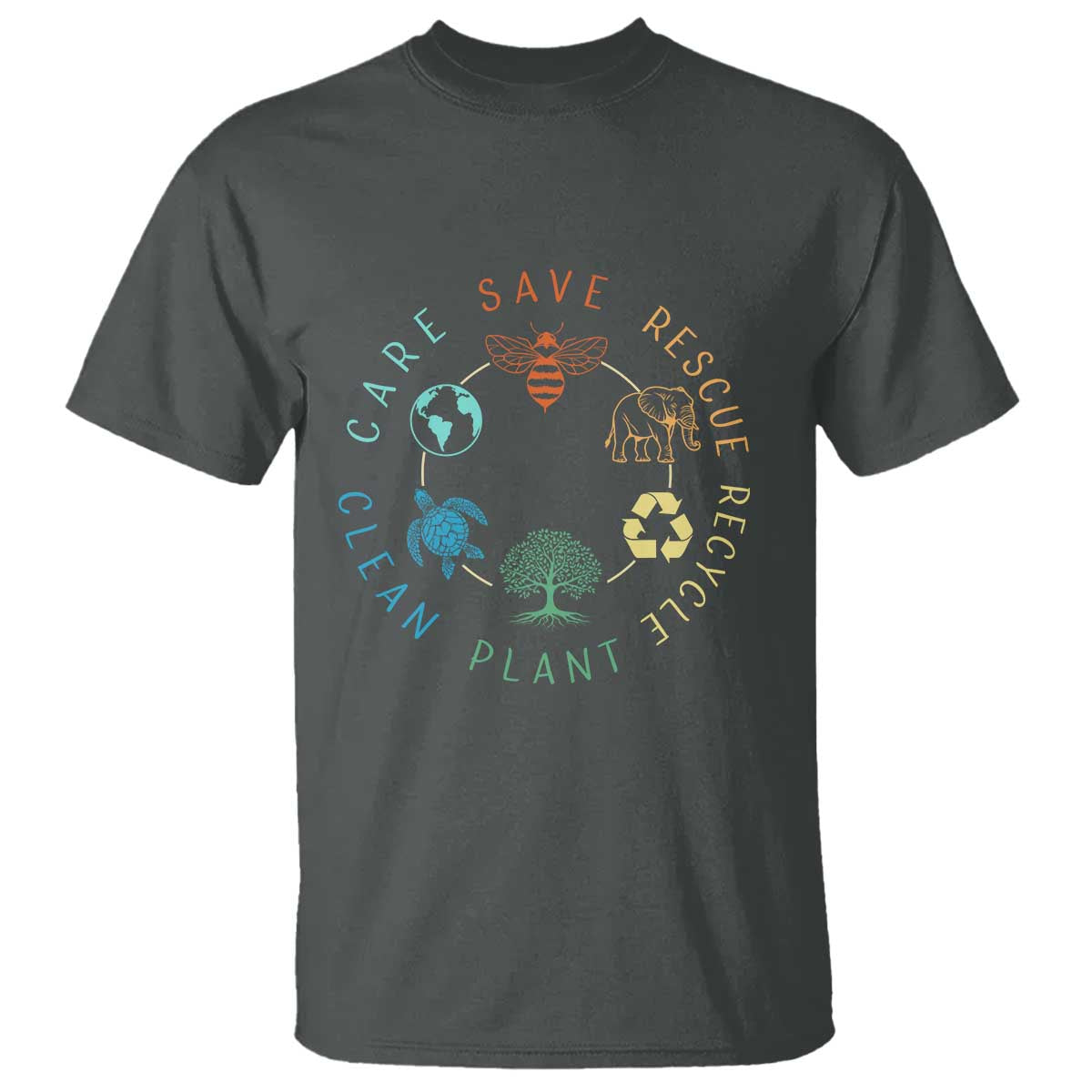 Earth Day Environment T Shirt Save Bees Rescue Animals Recycle Plastic TS10 Dark Heather Print Your Wear