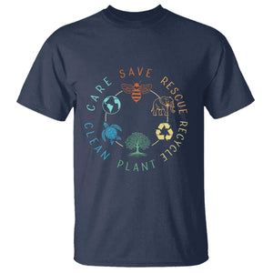 Earth Day Environment T Shirt Save Bees Rescue Animals Recycle Plastic TS10 Navy Print Your Wear