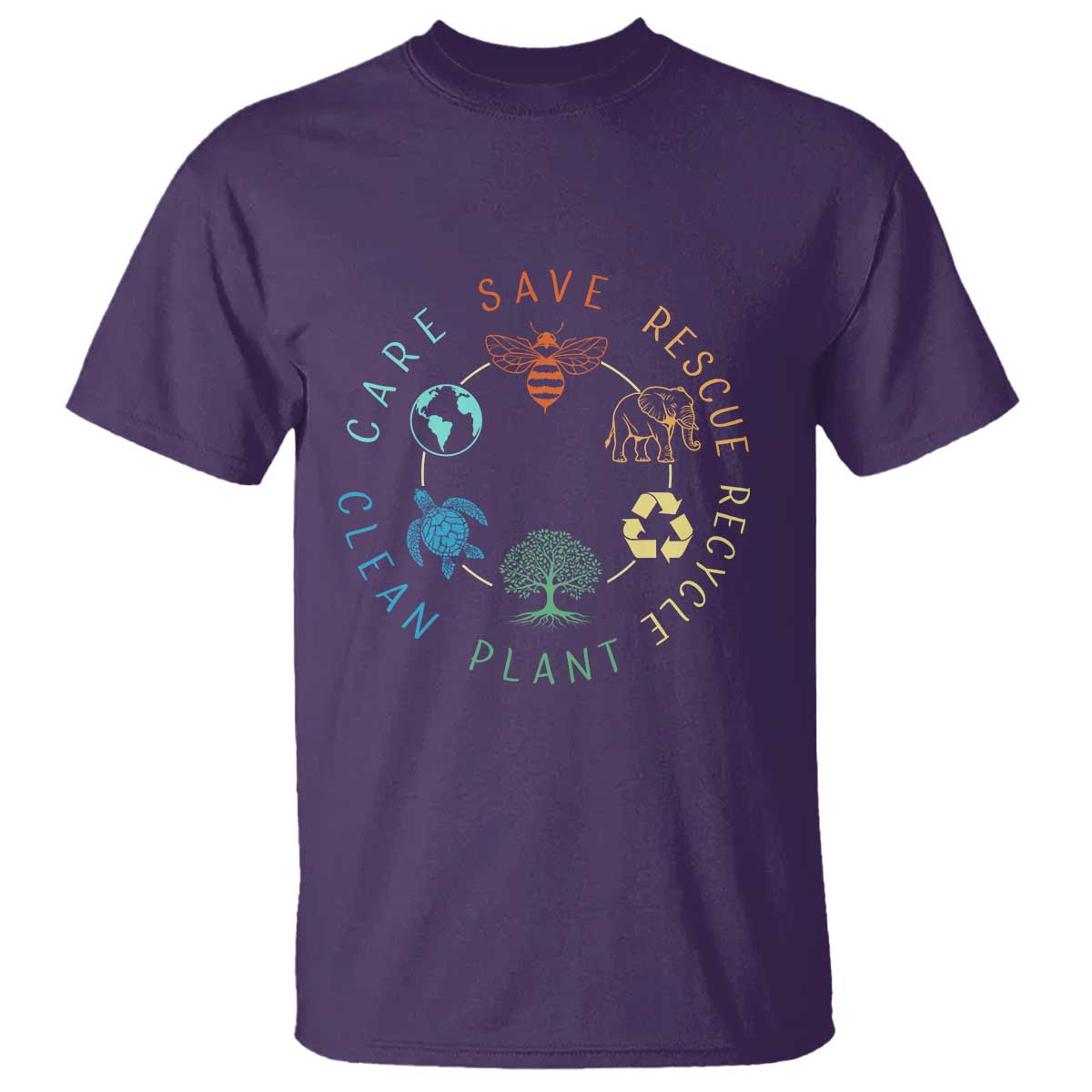 Earth Day Environment T Shirt Save Bees Rescue Animals Recycle Plastic TS10 Purple Print Your Wear