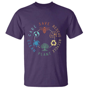 Earth Day Environment T Shirt Save Bees Rescue Animals Recycle Plastic TS10 Purple Print Your Wear