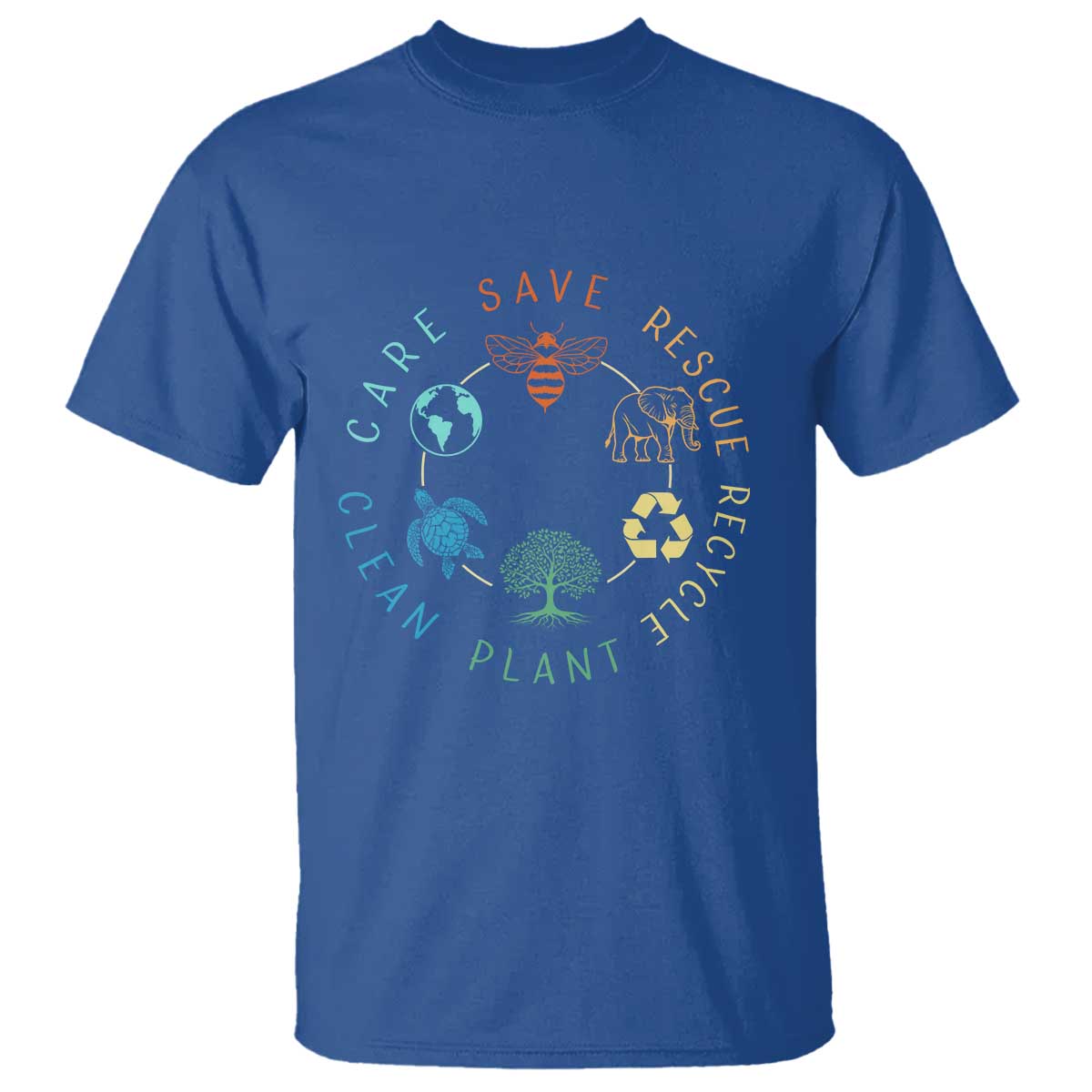 Earth Day Environment T Shirt Save Bees Rescue Animals Recycle Plastic TS10 Royal Blue Print Your Wear
