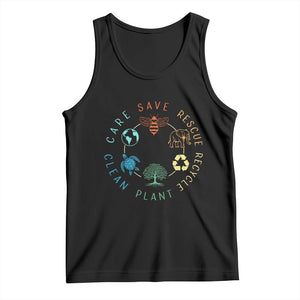 Earth Day Environment Tank Top Save Bees Rescue Animals Recycle Plastic TS10 Black Print Your Wear