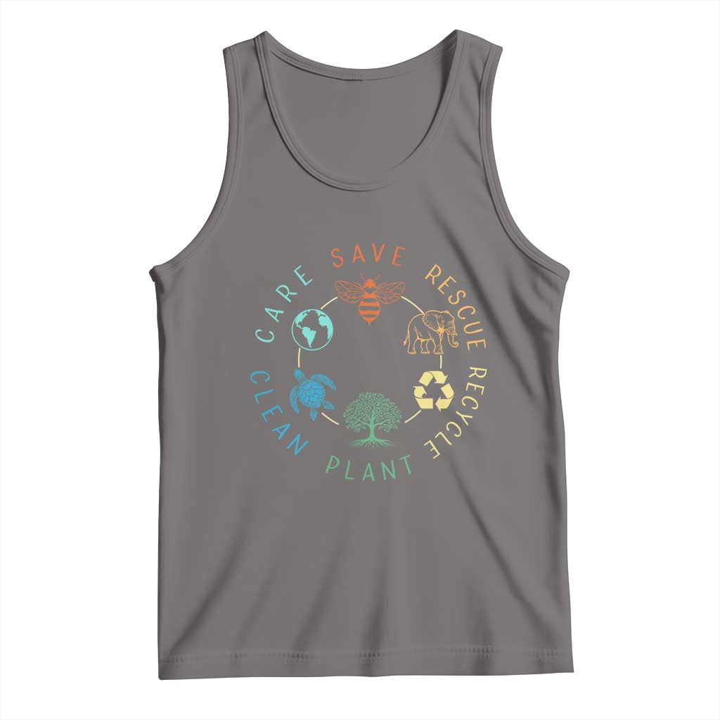 Earth Day Environment Tank Top Save Bees Rescue Animals Recycle Plastic TS10 Deep Heather Print Your Wear