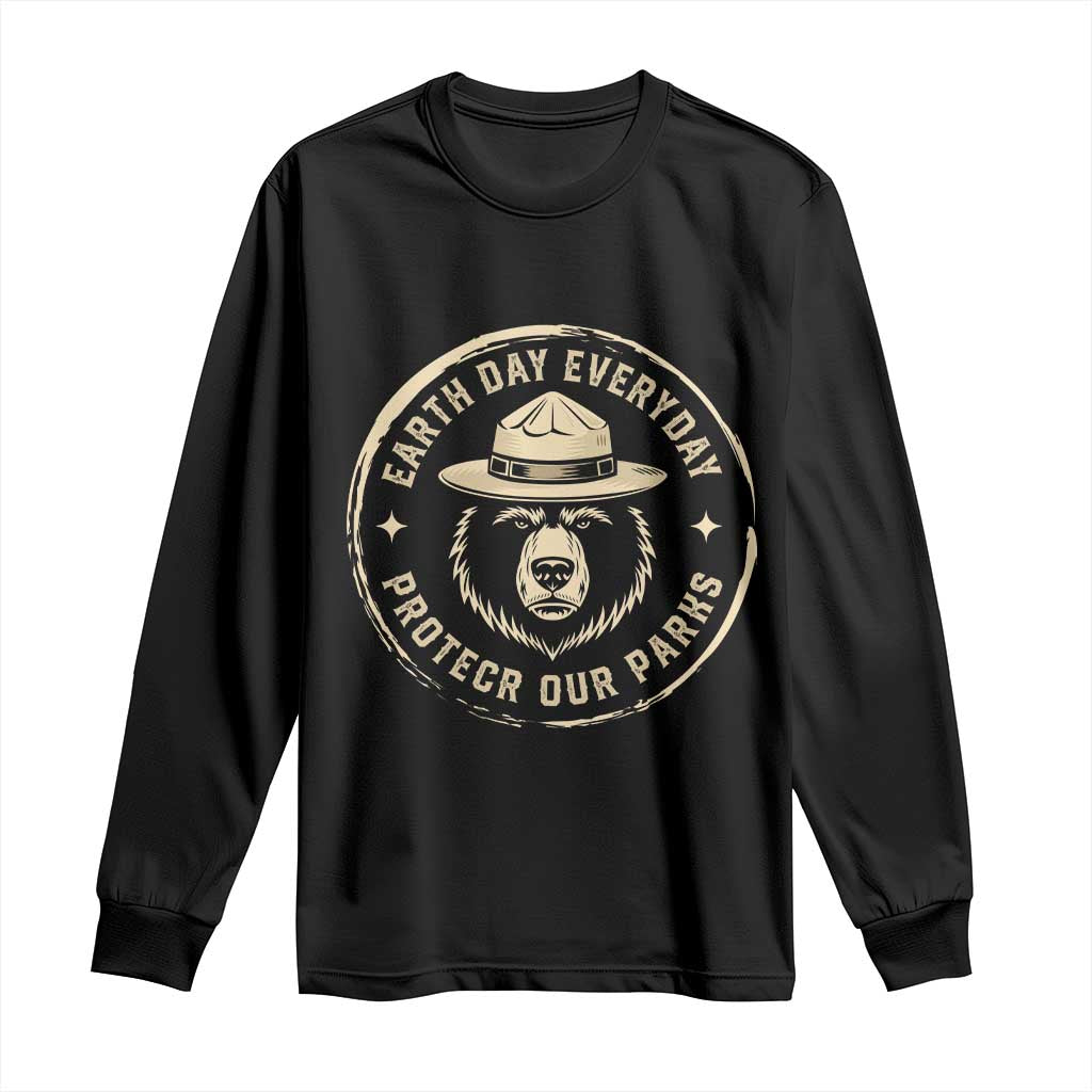 Earth Day Protect Our Parks Long Sleeve Shirt Vintage Retro Bear TS10 Black Print Your Wear