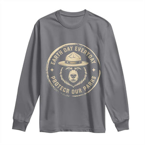Earth Day Protect Our Parks Long Sleeve Shirt Vintage Retro Bear TS10 Charcoal Print Your Wear