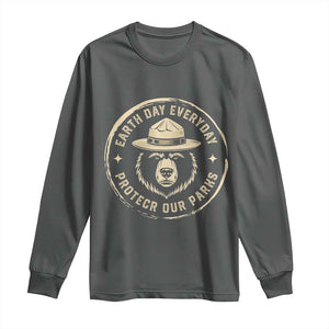 Earth Day Protect Our Parks Long Sleeve Shirt Vintage Retro Bear TS10 Dark Heather Print Your Wear