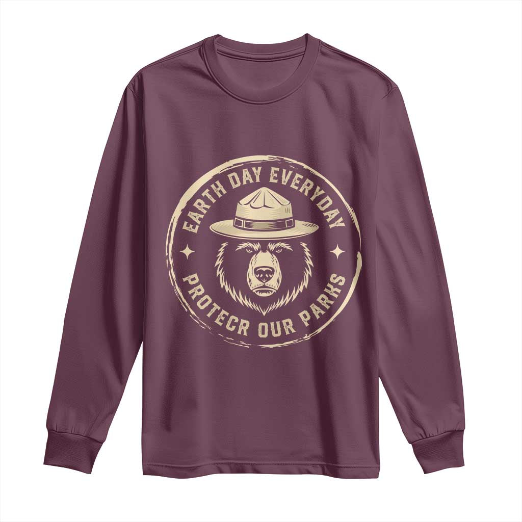 Earth Day Protect Our Parks Long Sleeve Shirt Vintage Retro Bear TS10 Maroon Print Your Wear