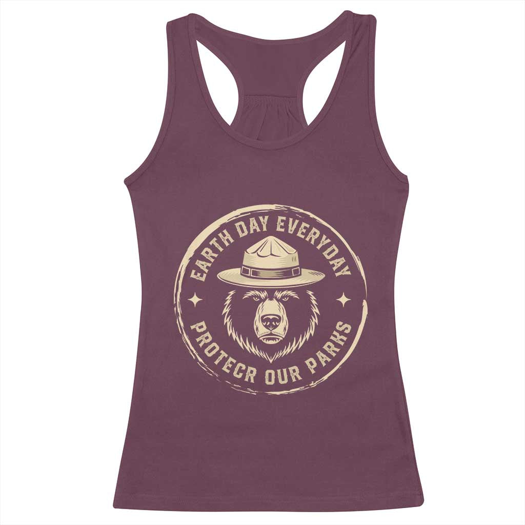 Earth Day Protect Our Parks Racerback Tank Top Vintage Retro Bear TS10 Maroon Print Your Wear