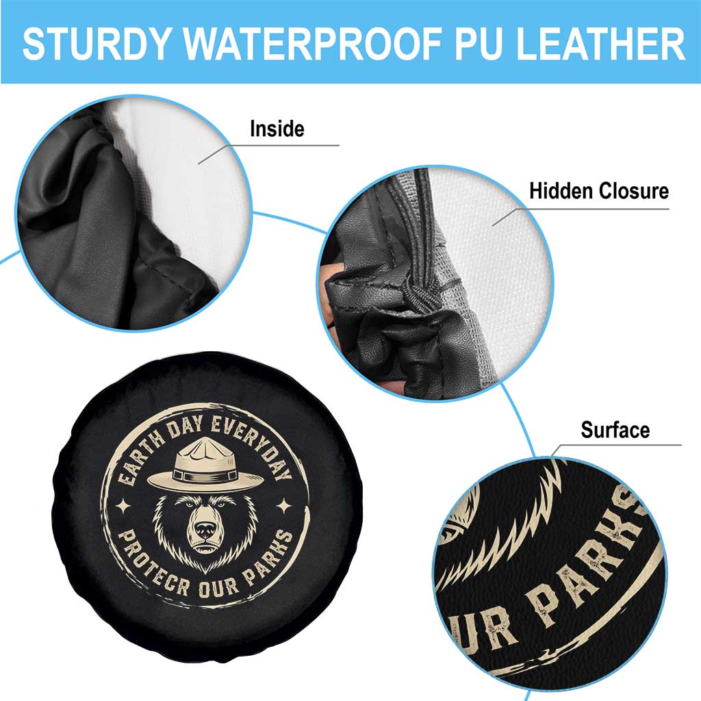 Earth Day Protect Our Parks Spare Tire Cover Vintage Retro Bear TS10 Print Your Wear