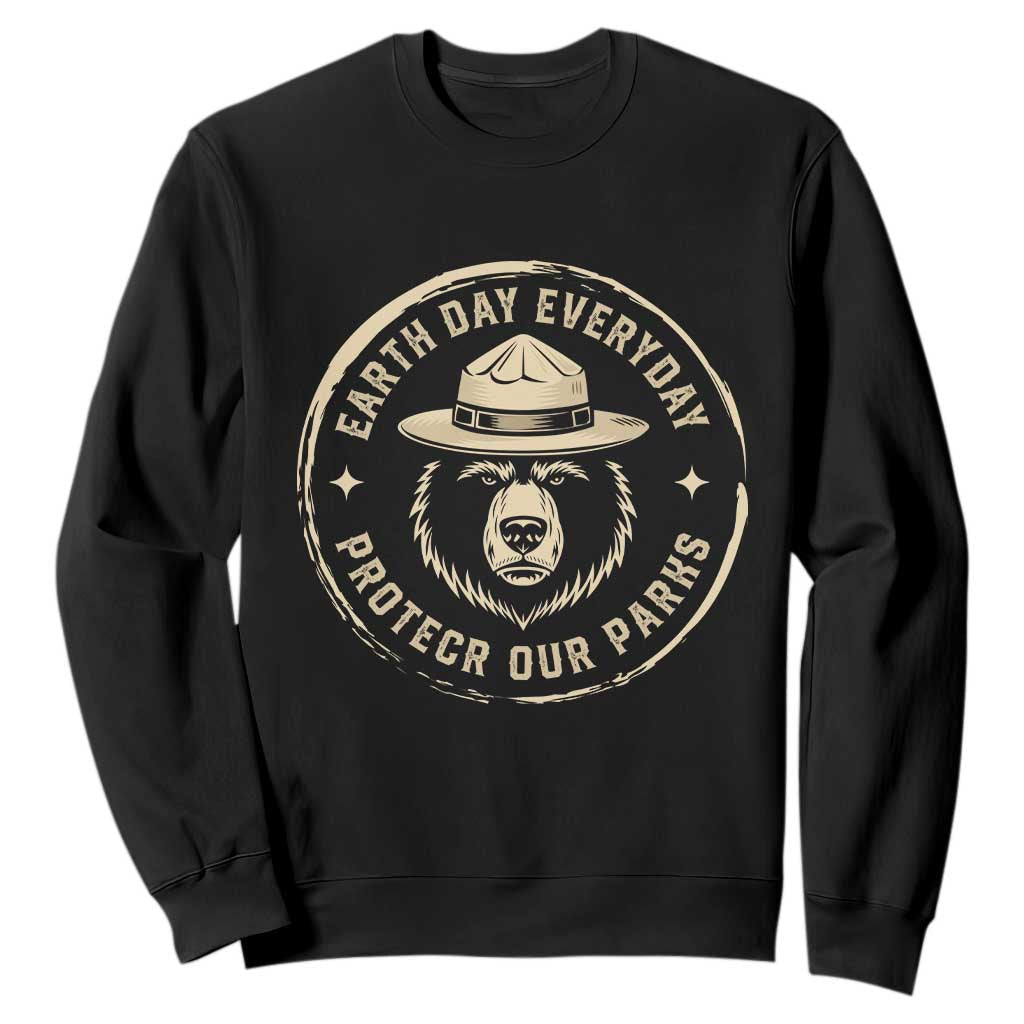 Earth Day Protect Our Parks Sweatshirt Vintage Retro Bear TS10 Black Print Your Wear