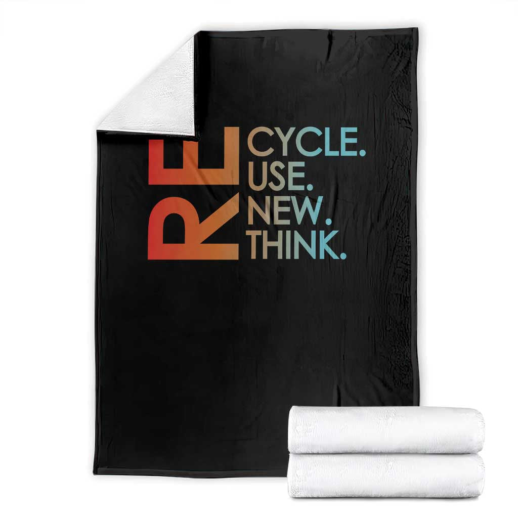 Environmental Activism Throw Blanket Recycle Reuse Renew Rethink Earth Day TS10 Black Print Your Wear