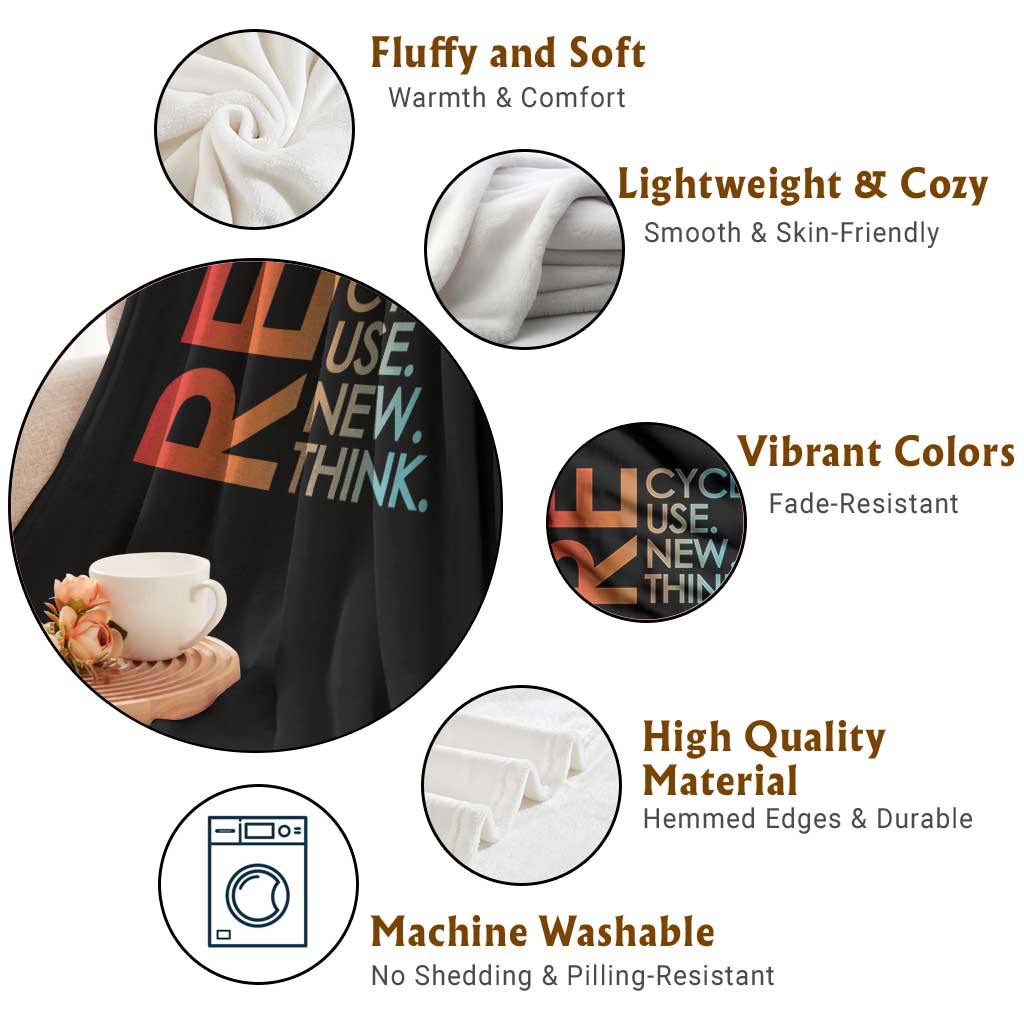 Environmental Activism Throw Blanket Recycle Reuse Renew Rethink Earth Day TS10 Print Your Wear