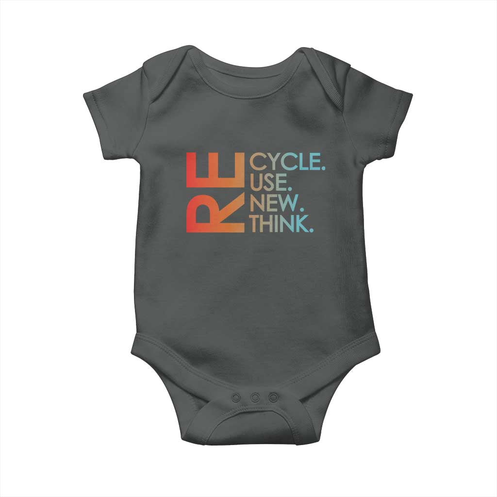 Environmental Activism Baby Onesie Recycle Reuse Renew Rethink Earth Day TS10 Dark Heather Print Your Wear