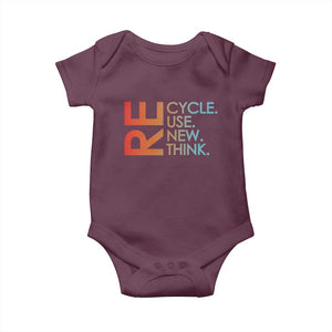 Environmental Activism Baby Onesie Recycle Reuse Renew Rethink Earth Day TS10 Maroon Print Your Wear