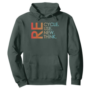 Environmental Activism Hoodie Recycle Reuse Renew Rethink Earth Day TS10 Dark Forest Green Print Your Wear