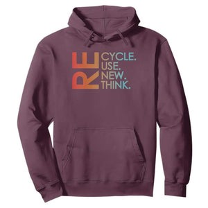Environmental Activism Hoodie Recycle Reuse Renew Rethink Earth Day TS10 Maroon Print Your Wear