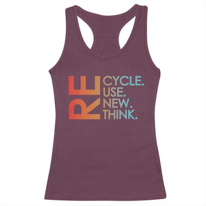 Environmental Activism Racerback Tank Top Recycle Reuse Renew Rethink Earth Day TS10 Maroon Print Your Wear